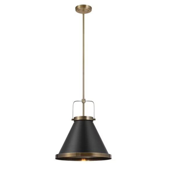 Novogratz X Globe Electric Matte Brass Large Shade Kitchen Hanging Pendant Light - Picture 1 of 6
